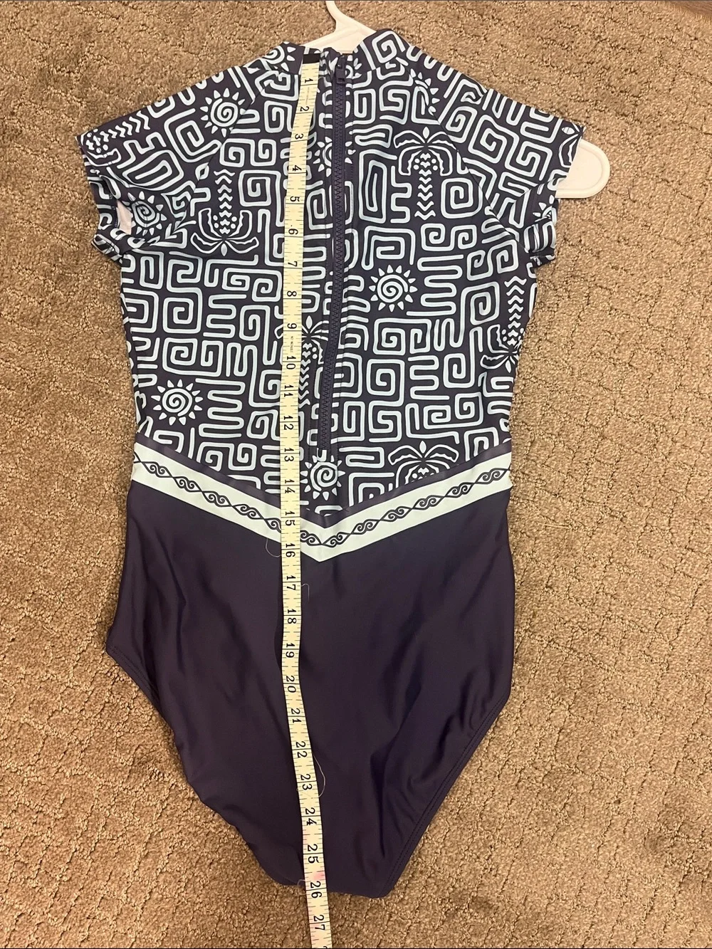 Rip Curl Navy & Light Blue Geometric Short Sleeve Girls One-Piece